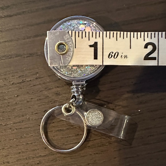 Retractable Glitter Badge Reel w/ Key Ring Silver – 3 Pack NIP - Picture 4 of 5